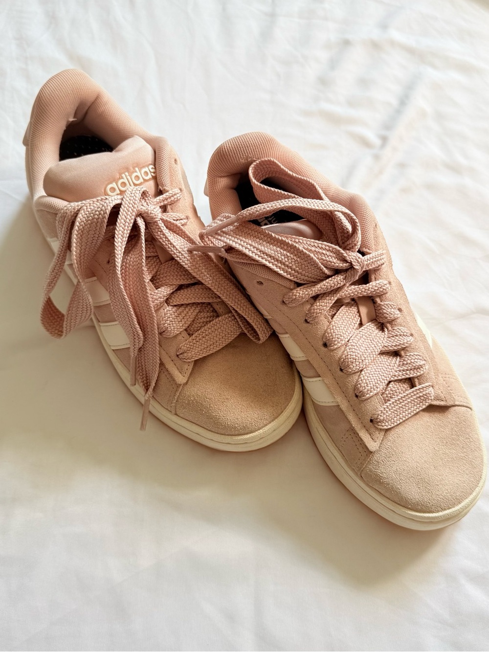 adidas Grand Court Alpha Wonder Taupe Pink Suede Chunky Sneakers Women’s 7.5